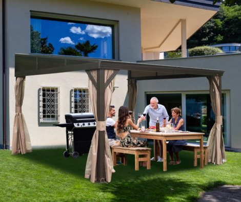 Aluminum+Patio+Gazebo+Lean+to+Wall+Mounted+Pergola+with+Sloping+Galvanized+Steel+Roof-88659215