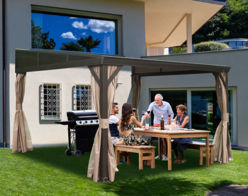 Aluminum+Patio+Gazebo+Lean+to+Wall+Mounted+Pergola+with+Sloping+Galvanized+Steel+Roof-88659215