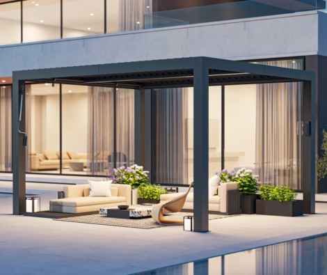 Aurora+10‘+X+12'++Louvered+Pergola+With+Adjustable+Double+-Layer+Lovers,Built-In+Gutter+System+And+USB+Charging+Socket