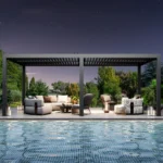 Aurora 10‘ X 20' Louvered Pergola With Adjustable Double -Layer Lovers,Built-In Gutter System And USB Charging Socket